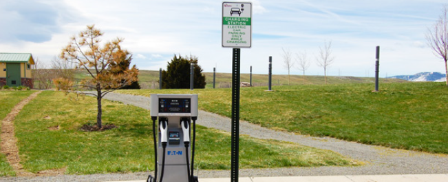 Electric vehicle charger located at a park