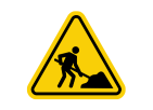 Yellow triangle with person shoveling